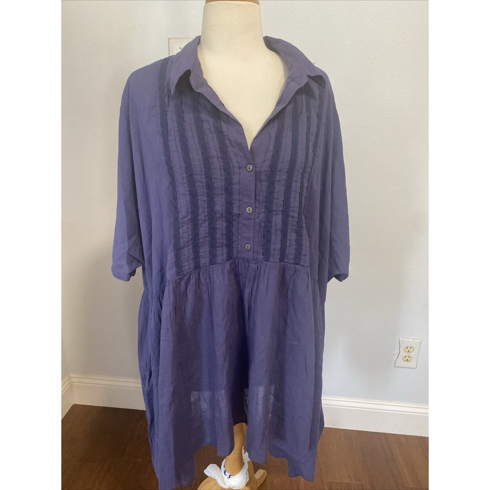 Terra Sky Blouse Top Womens 1X Empire Waist Short Sleeves‎